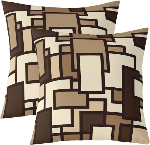 Miniatura 27 de Juego de 2 fundas de almohada abstractas de 16 x 16 pulgadas para niños, niñas, adolescentes, decoración de dormitorio, moderna a rayas, decoración