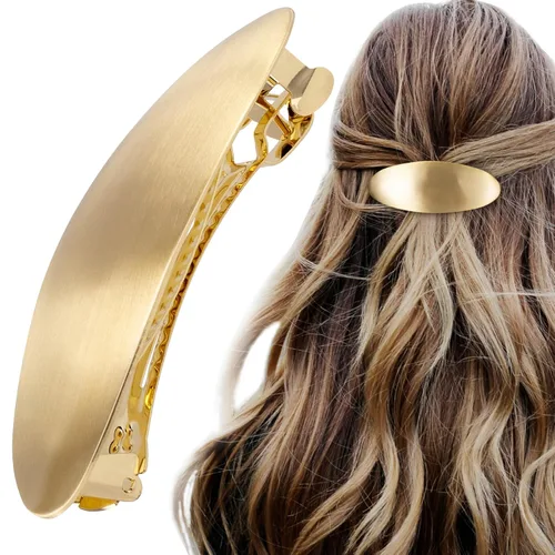 HINZIC Pasador de pelo ovalado de 3 pulgadas, clip grande de metal, vintage, dorado, francés, boda, graduación, accesorios formales para el cabello