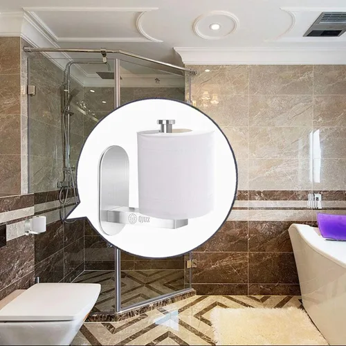Miniatura 2 de QJUZ Paquete de 2 soportes de papel higiénico autoadhesivo, soporte de papel higiénico para baño, cocina en pared, soporte de pared cepillado