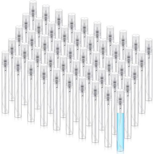 Miniatura 9 de Zhehao - 200 unidades de mini botellas de spray de 5 ml, botellas de vidrio transparente para perfume, atomizador de perfume recargable con Tapa
