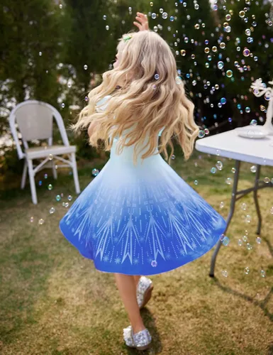 Miniatura 4 de LaBeca - Vestido sin mangas o de manga larga para niñas, vestidos casuales con diseño de unicornio o sirena para niñas pequeñas o grandes