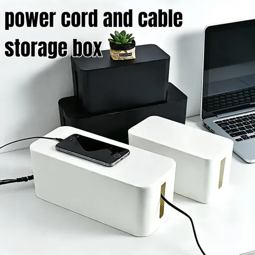 Miniatura 2 de Juego de organizador de cables 1L+1 pequeño con 4 bridas de silicona, caja de organización de cables de 2 piezas, organizador de cables de tapa