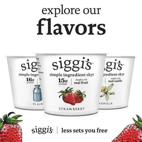 Miniatura 8 de siggi's Yogur Islandés Colado Sin Grasa, Fresa, 5.3 oz. Vaso de Porción Única – Yogur Espeso y Rico en Proteínas