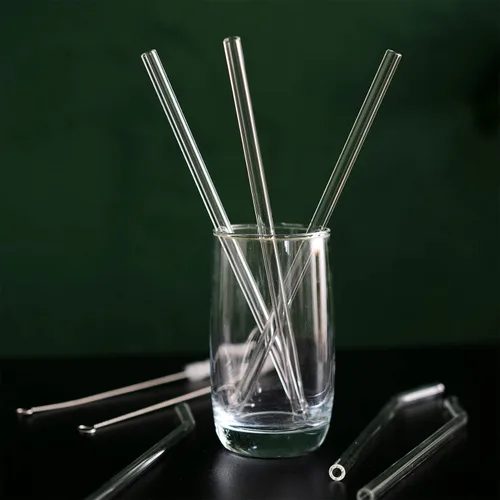 Miniatura 5 de YAOSHENG Pajitas de vidrio reutilizables, 8.4 pulgadas x 0.315 in, pajitas transparentes para batidos, bebidas congeladas, batidos, té de burbujas.