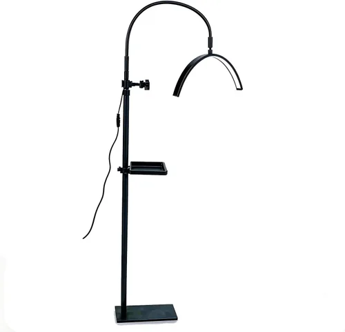 Luz de pestañas para tecnología de pestañas, lámpara de pie LED de media luna para esteticista, tatuadores, tecnología de uñas, cuidado de la piel,