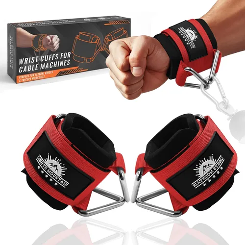 Miniatura 16 de Puños ajustables para muñeca de neopreno con correas acolchadas para equipos de entrenamiento de fuerza con máquinas de cable