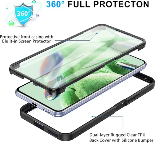 Miniatura 9 de CCSamll - Funda transparente para Xiaomi Redmi Note 12 5G con protector de pantalla, delgada, a prueba de golpes, suave TPU parachoques protección