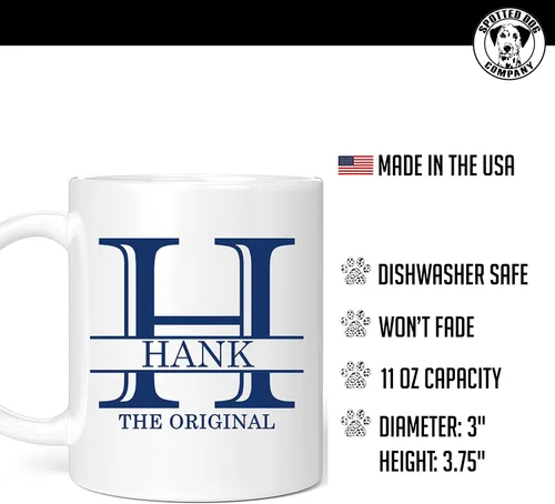 Miniatura 2 de Taza de café personalizada de cerámica blanca de 11 onzas con texto personalizado y iniciales de nombre, Halpert, DYE Taza para Cafe personalizadas