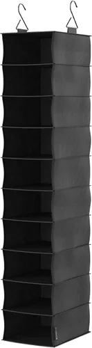Miniatura 2 de ClosetMaid 20502 Organizador de armario colgante de tela de 10 estantes para zapatos, sombreros, bolsos, ropa con acabado negro carbón