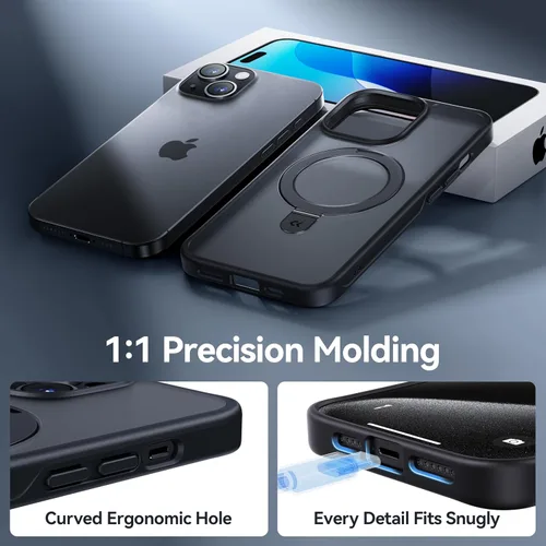 Miniatura 8 de CASEKOO- Funda para iPhone 15 c/soporte magnético invisible [protecc. militar contra caídas] [compatible c/MagSafe], a prueba de impactos, delgada