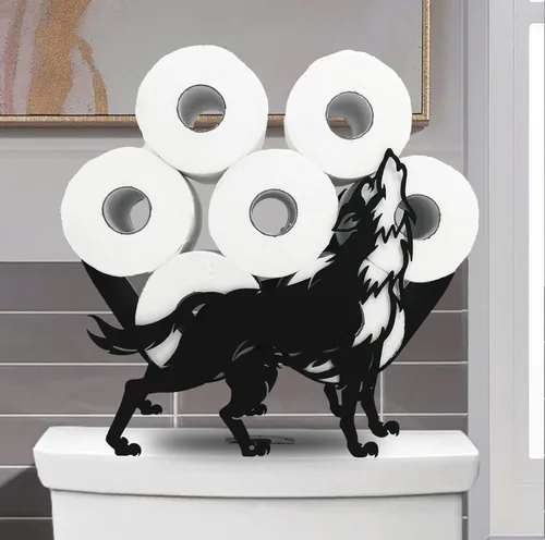Miniatura 18 de Black Bear - Soporte de papel higiénico de metal, divertido soporte de papel de animales para baños, organizador independiente con capacidad para 8