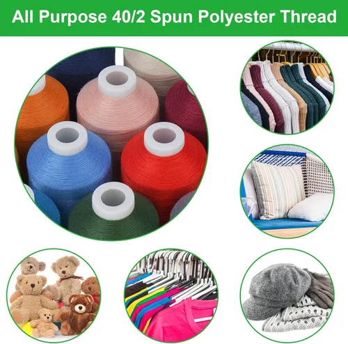 Miniatura 6 de Simthread Hilo de coser para todos los propósitos, 12 carretes tamaño 40D/2 hilo de poliéster para costura, acolchado y máquina de coser, prácticos