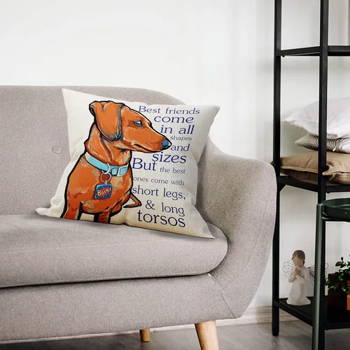 Miniatura 2 de Mancheng-zi Funda de almohada de perro salchicha – Decoración de perro salchicha – Divertidos regalos para mamá Doxie, funda de cojín de 18 x 18