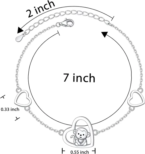 Miniatura 6 de FLYOW Pendientes de tuerca de plata 925 con diseño de corazón de animal con circonita cúbica y mono, collar con dije, regalo de cumpleaños