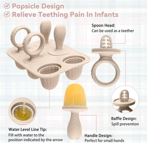 Miniatura 4 de Moldes de Silicona para Paletas de Niños Pequeños con Palitos, 2 Paquetes de Mini Moldes para Paletas para Bebés, Moldes de Paletas de Leche Materna