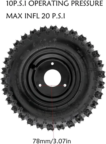 Miniatura 3 de Paquete de 4 neumáticos 4.10-6 sin cámara con llantas de 6 pulgadas para Go Kart, ATV, Quad, Mini Bike, Scooter, Drift Trike, Cortacésped, Tractor