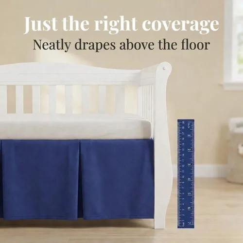 Miniatura 6 de EVERYDAY KIDS Falda plisada azul marino para cuna; falda de cama de cuna de 100% algodón natural para bebés niños y niñas; volantes para cuna