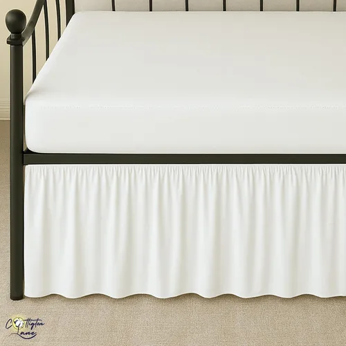Miniatura 9 de Cottington Lane Falda para Cama Nido con Esquinas Divididas Tamaño Individual Falda de Cama con Volantes Fruncidos Recolectores de Polvo Caída de 16