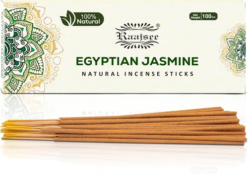 Raajsee Varillas de incienso natural de flores de jazmín, paquete de 3.53 oz, 100% puro, orgánico, natural, enrollado a mano, libre de productos