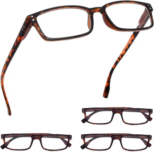 Miniatura 10 de GUD 4 pares de anteojos de lectura de estilo clásico, cómodos anteojos para lectura para mujeres y hombres (2 negros + 2 DEMI, 0.50)