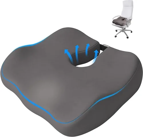 Miniatura 8 de Cojín de asiento de espuma viscoelástica extra densa para silla de oficina, alivio del dolor ortopédico de ciática y coxis, cojín ergonómico