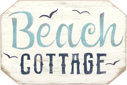 Miniatura 7 de Open Road Brands Happier Than a Seagull with a French Fry Wood Wall Decor – Lindo cartel inspirador con tema de playa