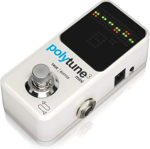 Miniatura 4 de TC Electronic POLYTUNE 3 Mini Mini Afinador polifónico con múltiples modos de sintonización y búfer BONAFIDE integrado, blanco y cable de conexión
