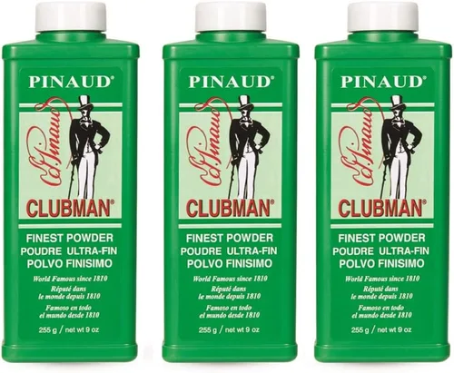 Clubman Pinaud Finest Powder, polvo blanco clásico para hombres, protección contra el sudor y el olor corporal, 9 onzas x 3 paquetes