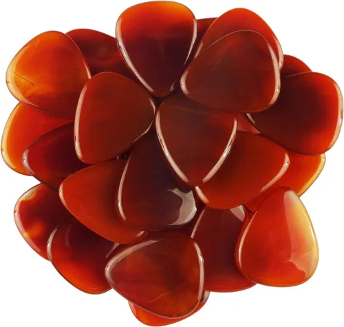 Miniatura 2 de Púa de guitarra o bajo de Obsidiana de Caoba en vidrio volcánico - 3.0 mm de calibre ultra pesado - Forma 351 - Púa exótica artesanal de gema