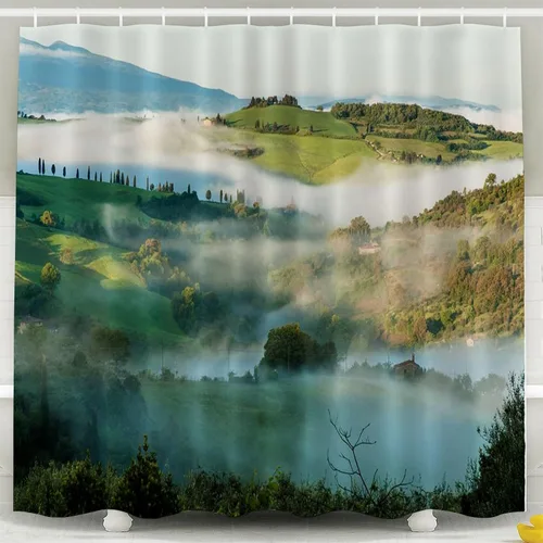 Miniatura 19 de CAPSCEOLL Tree Forest Nature - Cortina de ducha con diseño de árbol en el bosque, cortina de baño para baño, tela de poliéster impermeable, 66 x 72