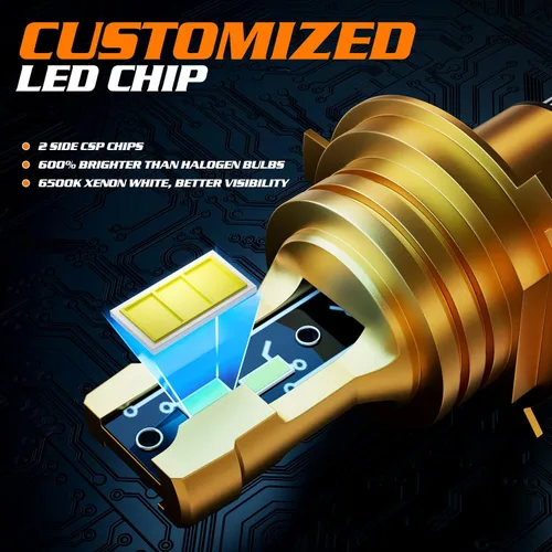 Miniatura 7 de M-AUTO Bombillas LED H4, 3600 lm por juego, 6500 K, color blanco frío para maletero de coche, motocicleta, haz alto y bajo, Plug and Play, paquete