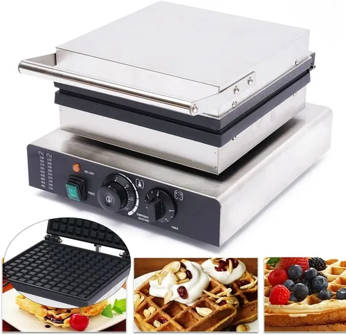 Miniatura 8 de Máquina para hacer gofres, máquina cuadrada antiadherente para hacer gofres, máquina comercial de acero inoxidable para panaderías, restaurantes