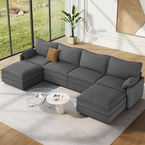 Miniatura 115 de Vesgantti 2 Piece Loveseat & 3 Seater Sofa Set, Modular Cloud Couch, Beige