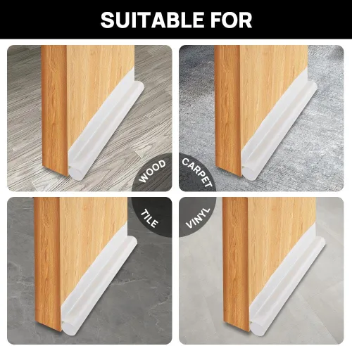 Miniatura 4 de Paquete de 3 topes para puerta – Bloqueador de corrientes de aire ajustable debajo de la puerta de 37 pulgadas para reducir el aire frío