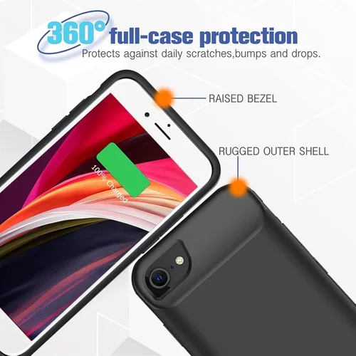 Miniatura 5 de Funda de batería para iPhone 6/6s/7/8/SE 2/3ª generación, cargador portátil de 10000 mAh, batería recargable, funda de carga compatible con iPhone