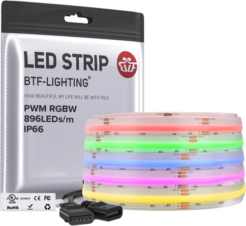 Miniatura 10 de BTF-LIGHTING FCOB COB Tira de luz LED RGBW 6500K 896LED/m 3m DC12V Flexible de cambio de color de alta densidad y luz uniforme de 12mm de ancho