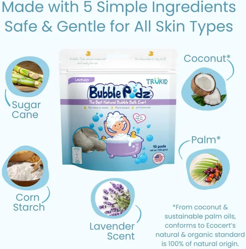 Miniatura 5 de TruKid Bubble Podz - Paquete de baño de burbujas para bebés y niños, bomba de baño refrescante suave para piel sensible, pH balance 7