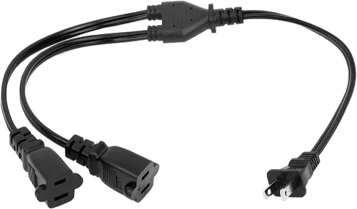 Miniatura 2 de Cable de extensión de 2 clavijas Nema 1-15P macho a doble 1-15R hembra Y Splitter Cable, 1.6 pies