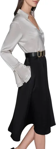 Miniatura 2 de Karl Lagerfeld Vestido camisero midi de manga larga con cinturón de poliéster arrugado para mujer