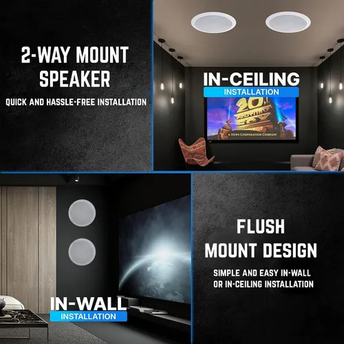 Miniatura 9 de Technical Pro Kit de sistema de cine en casa, receptor amplificador Bluetooth de 2000 vatios con 4 unidades de 6.5 pulgadas, 200 vatios en la pared