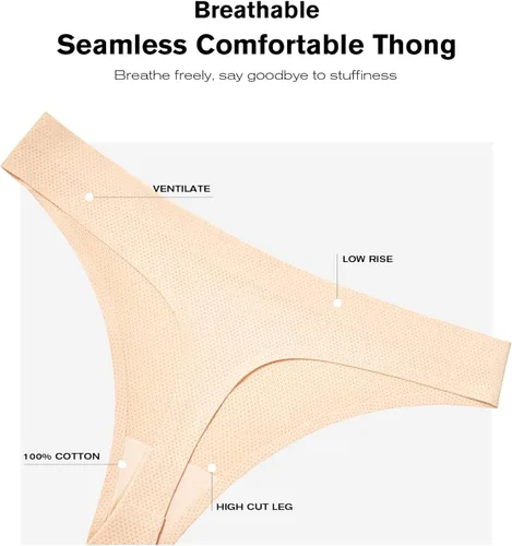 Miniatura 5 de TERMEZY Ropa interior sin costuras para mujer, tangas invisibles para mujer, paquete de 5