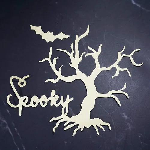 Miniatura 3 de Troqueles de metal para Halloween, espeluznante árbol marchito, troqueles de corte de murciélagos en relieve, plantilla para hacer tarjetas, álbumes