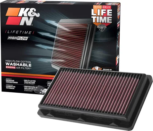 K&N Filtro de aire de motor de por vida original de alto flujo: Aumento de potencia: Lavable: Compatible con HYUNDAI/KIA: Santa Cruz, Santa FE,