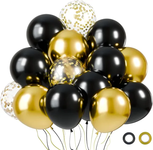 Miniatura 23 de KBZVNAF Globos de látex negro, azul y plateado, paquete de 60 globos de fiesta de 12 pulgadas, azul real, negro, azul metálico, plateado