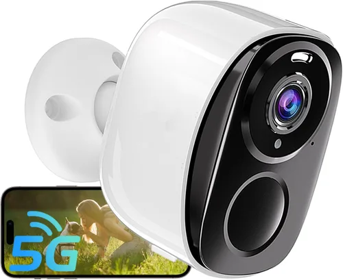 ELECCTV Cámaras de seguridad WiFi 5G/2.4G inalámbricas para exteriores, cámaras WiFi alimentadas por batería 2K con detección de movimiento AI,