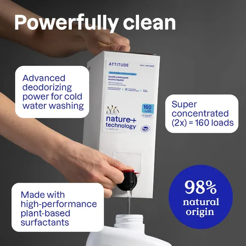 Miniatura 3 de ATTITUDE Repuesto de detergente líquido para ropa, verificado por EWG, compatible con HE, a base de plantas y vegano, jabón natural para lavandería