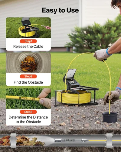 Miniatura 6 de Cámara de alcantarillado VEVOR, 66 pies/20m, cámara de inspección de drenaje de 4.3", cámara de plomería serpiente impermeable IP68 con luces - 6