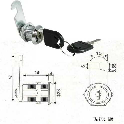 Miniatura 4 de Cerradura de cilindro de leva cilíndrica para gabinete con llave para buzón de correo, caja de herramientas 12/19 (0.630 in) (paquete de 2)
