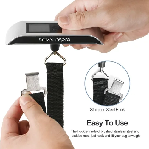 Miniatura 6 de Travel Inspira Báscula de equipaje, báscula digital de equipaje, báscula de equipaje con pantalla LCD retroiluminada, 110 libras110.2lbs, batería