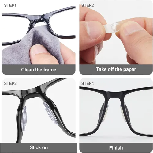 Miniatura 5 de Almohadillas de nariz para gafas, 0.079 pulgadas de grosor adhesivo antideslizante de silicona para lentes, almohadilla de nariz de silicona suave